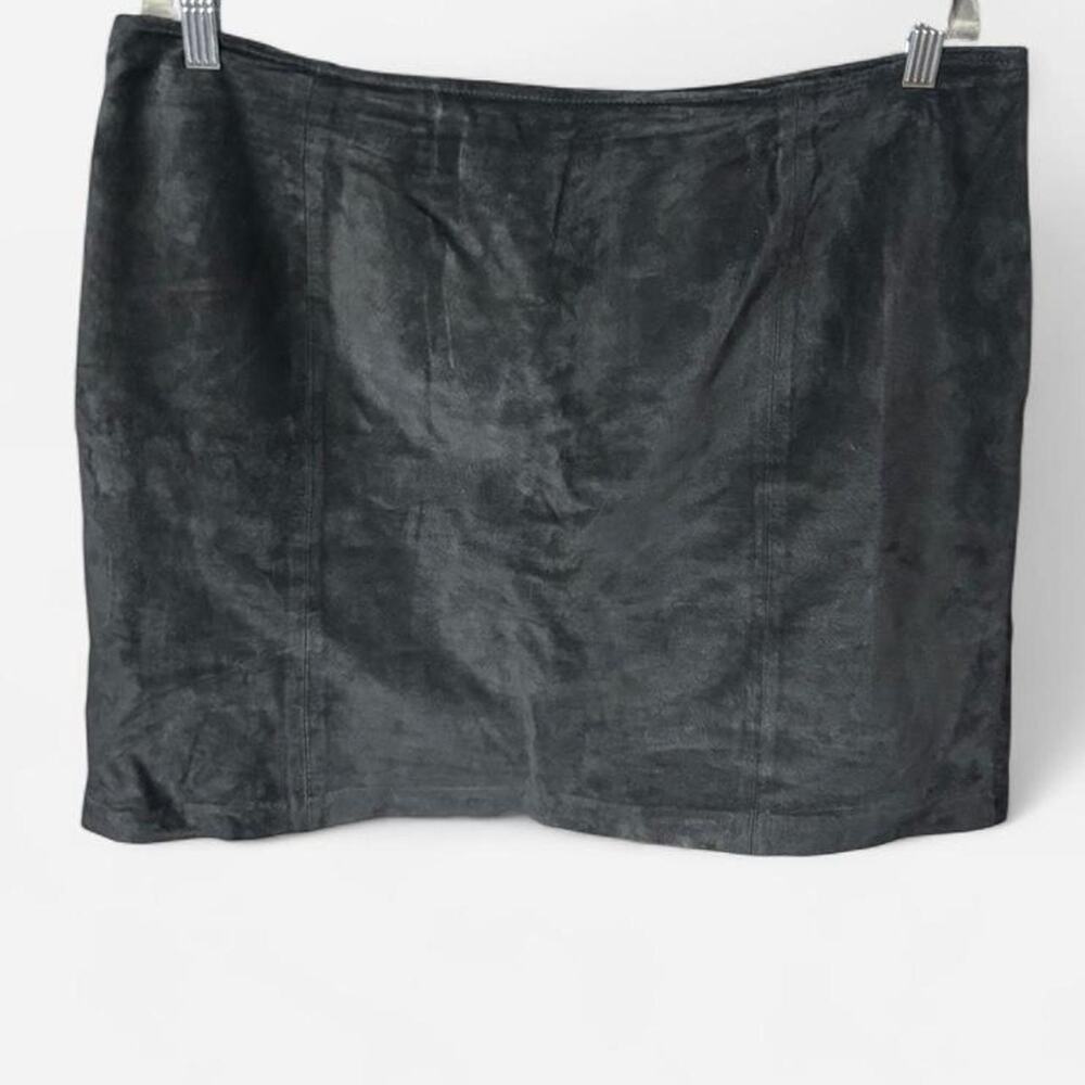 Vintage Genuine Sonoma Jean Co 100% Leather Suede Mini Skirt Black Size 16